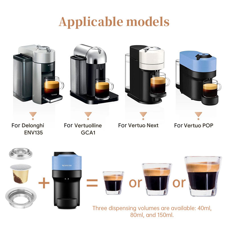 Reusable Stainless Steel Coffee Capsule Converter for Vertuo Next Pop/Vertuoline Machines