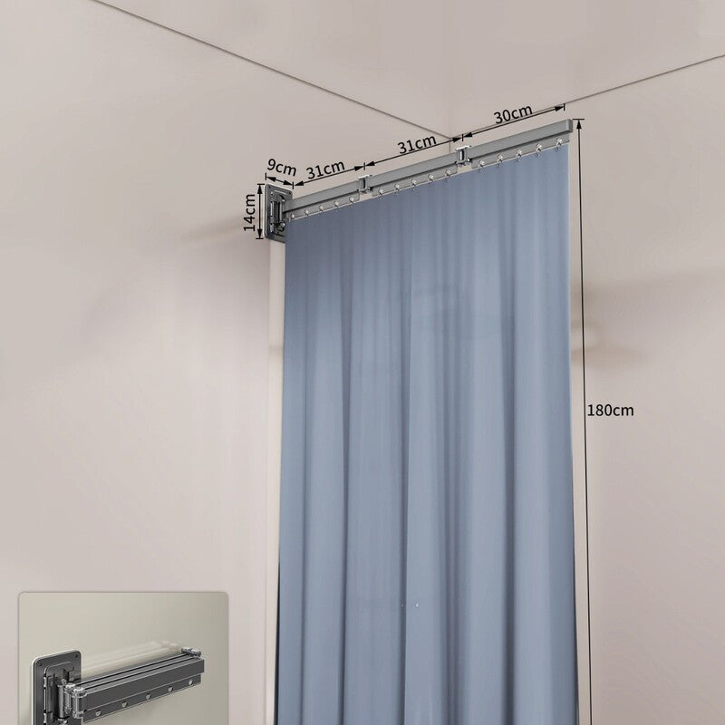 Foldable Shower Curtain Set, Invisible Waterproof Polyester Shower Divider, Retractable for Wet & Dry Zone Separation.
