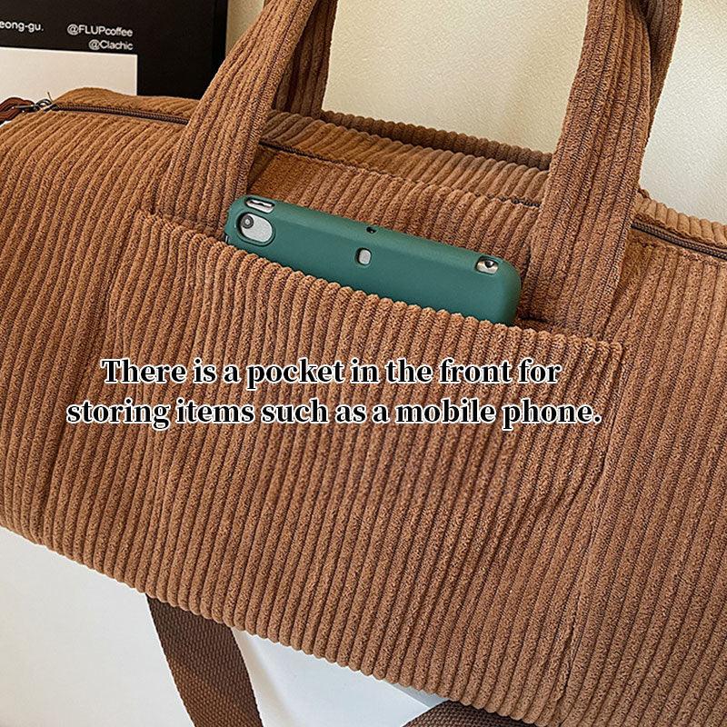 High-Capacity New Sports Shoulder Bag, Portable Solid Color Crossbody with Adjustable Strap, Unisex Corduroy Messenger Bag