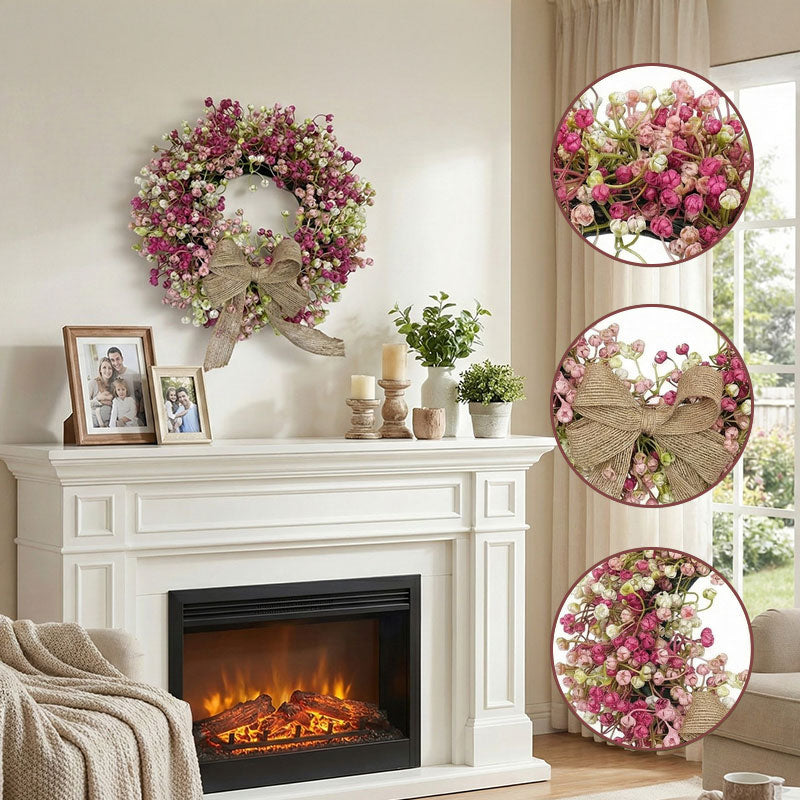 Colorful Eucalyptus Wreath, Realistic Round Handmade Spring Floral Wreath with Bow, Main Door Decoration