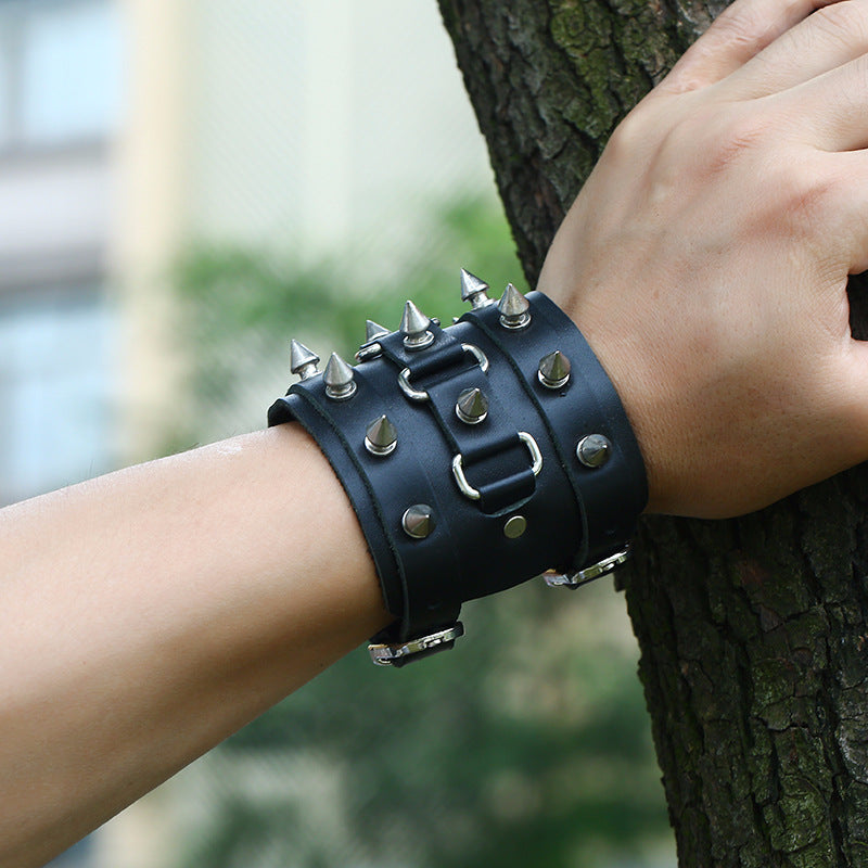 Punk Non-Mainstream Exaggerated Genuine Leather Bracelet
