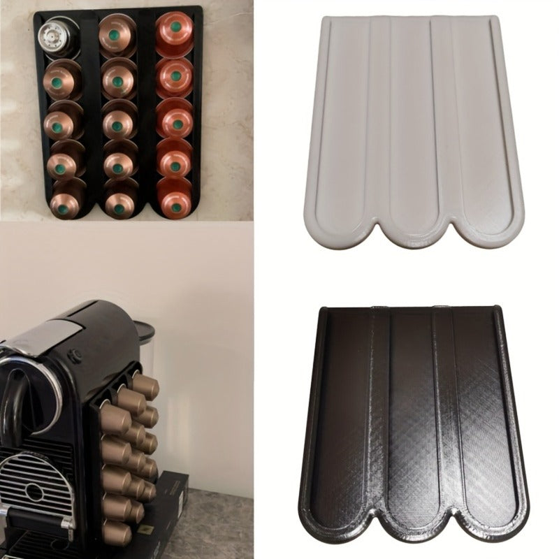 Capsule Coffee Pod Holder Wall Mounted [No Drilling Required] Compatible with Nespresso Multi-Brand Capsules  Space Saving