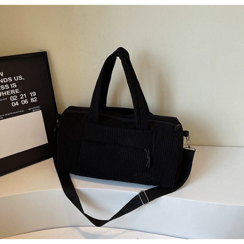 High-Capacity New Sports Shoulder Bag, Portable Solid Color Crossbody with Adjustable Strap, Unisex Corduroy Messenger Bag