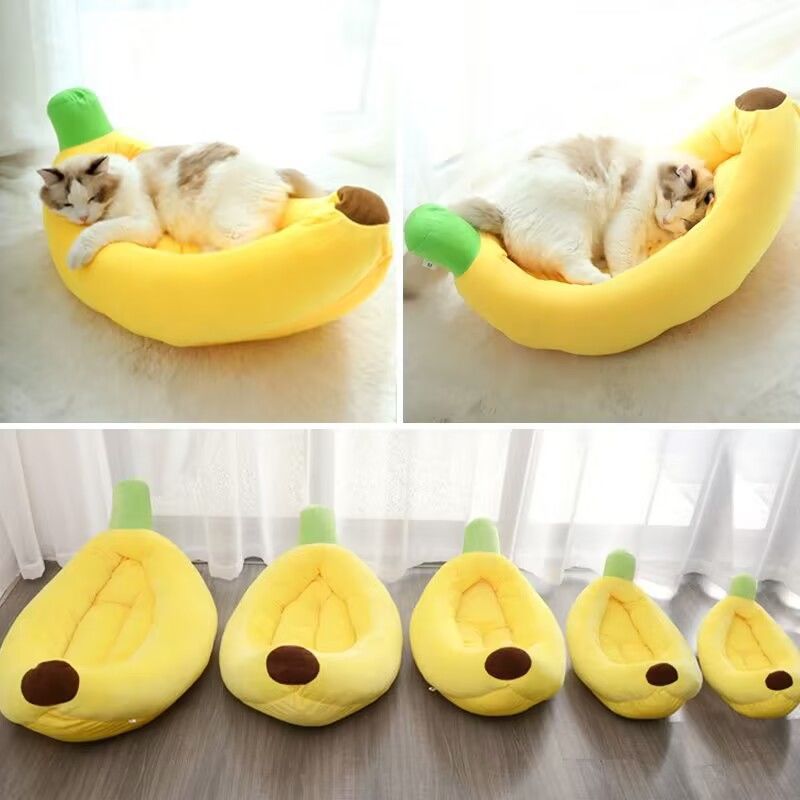 Comfortable All-Season Non-Slip Durable Pet Banana Bed Dog Bed Cat Bed Thick Warm PP Cotton Cat Dog Mat for Sale