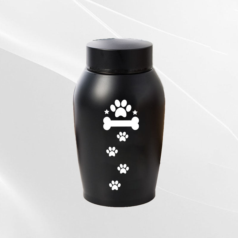 Stainless Steel Pet Memorial Urn: Black Portable & Moisture-Proof Ash Keepsake Designed for Small Pets