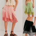 Women's Lightweight Satin Lace Sexy Trimmed Mid-Length Pants