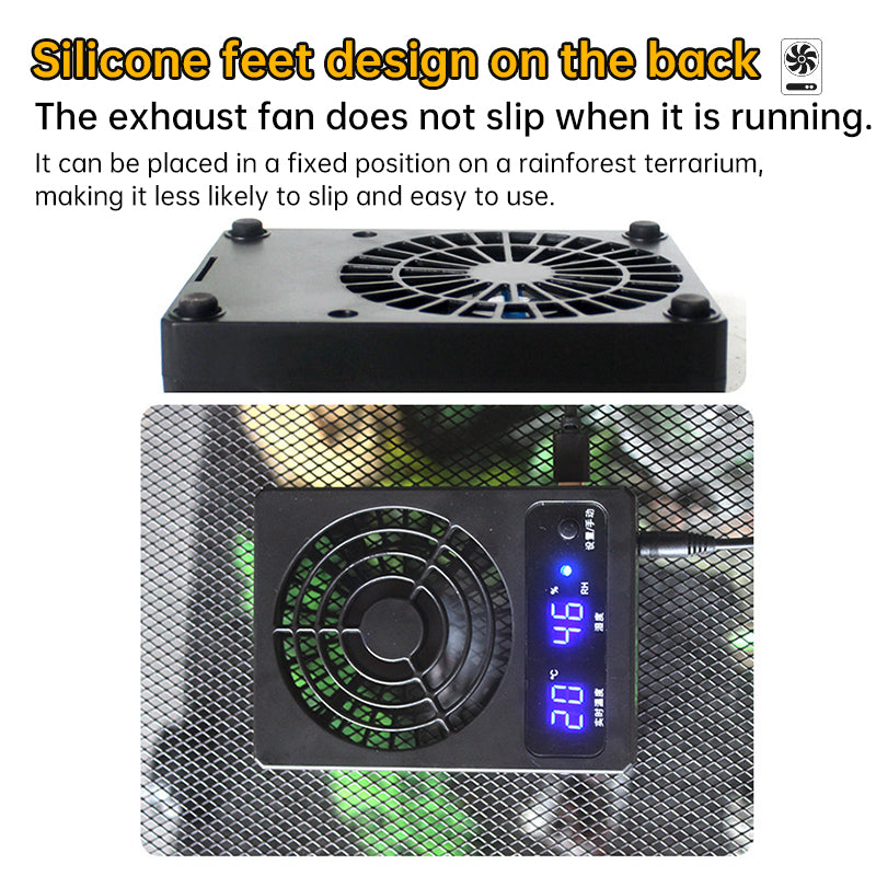 Smart Reptile Cooling Fan with Thermo-Hygrostat & LED Display, Low Noise for Terrarium/Aquarium