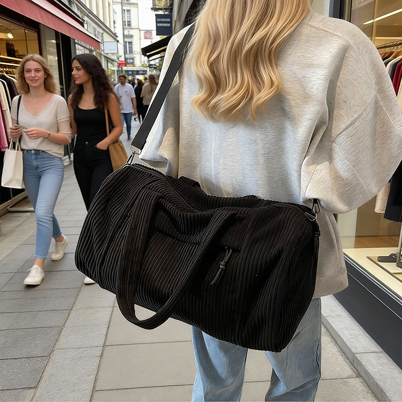 High-Capacity New Sports Shoulder Bag, Portable Solid Color Crossbody with Adjustable Strap, Unisex Corduroy Messenger Bag