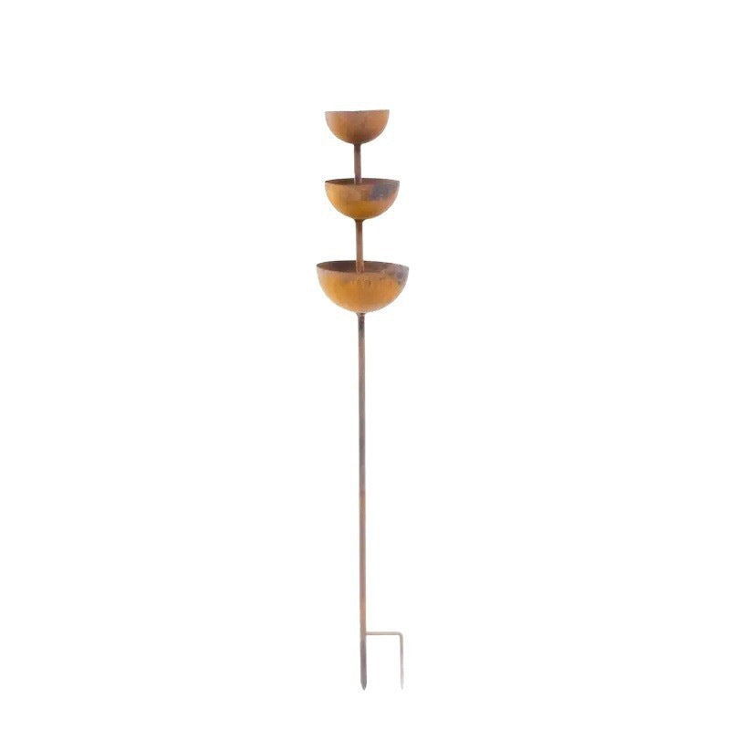 3-Tier Vintage Rustic Metal Bird Watering Station | 3-Tier Rusty Iron Garden Water Collector Feeder, Outdoor Garden Patio Decor
