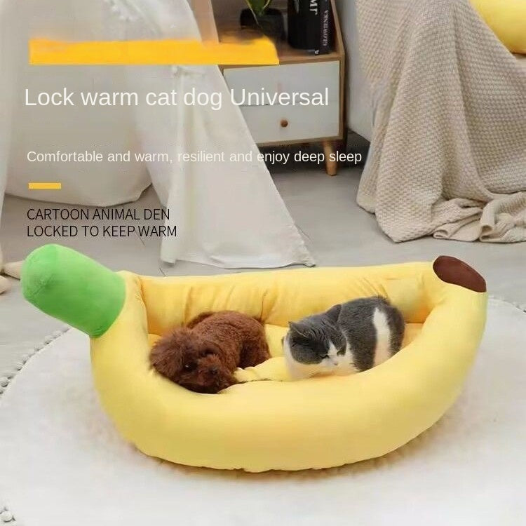 Comfortable All-Season Non-Slip Durable Pet Banana Bed Dog Bed Cat Bed Thick Warm PP Cotton Cat Dog Mat for Sale