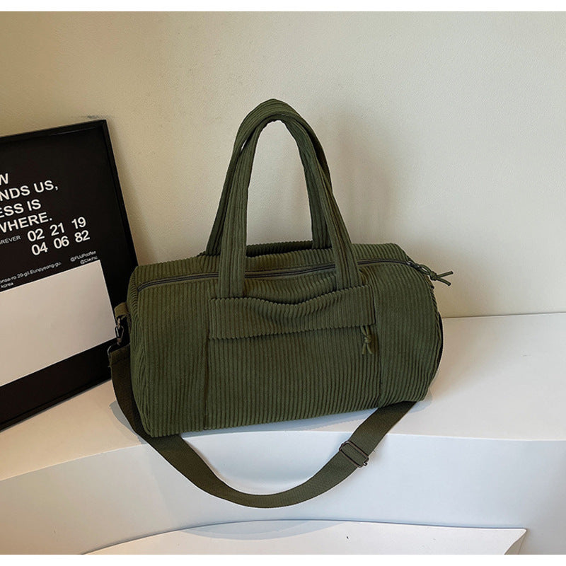 High-Capacity New Sports Shoulder Bag, Portable Solid Color Crossbody with Adjustable Strap, Unisex Corduroy Messenger Bag