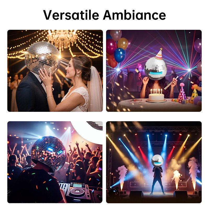 Silver Mirror Helmet Mask, Reflective Disco Costume Headgear for EDM Raves, Music Festivals, DJ Stage Performance