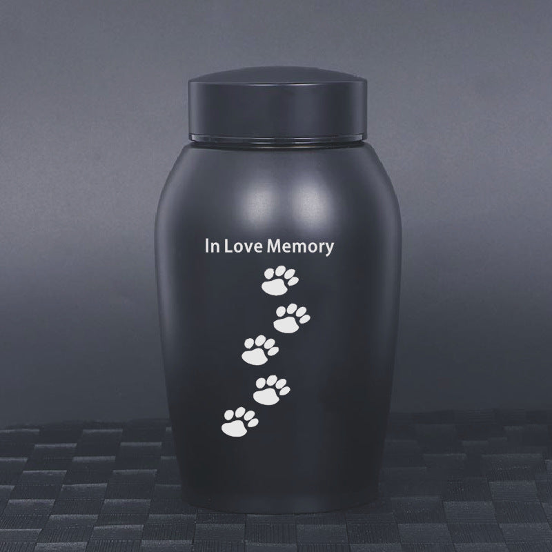 Stainless Steel Pet Memorial Urn: Black Portable & Moisture-Proof Ash Keepsake Designed for Small Pets