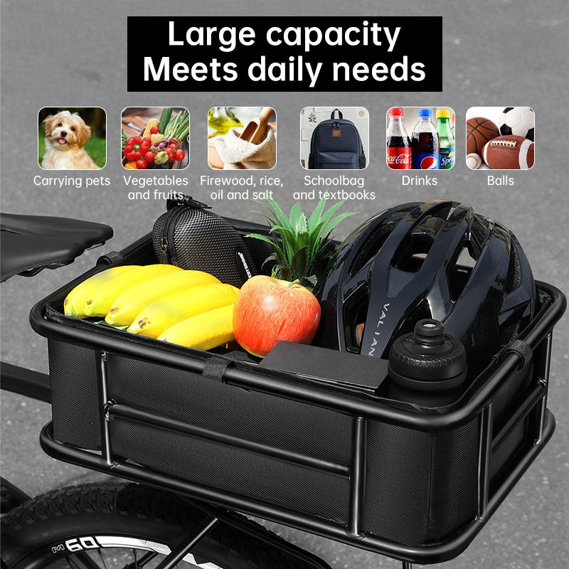 Lixada Rear Bicycle Cargo Basket, High-Capacity & Durable Rear Bike Carrier Basket, Rustproof & Heavy-Duty