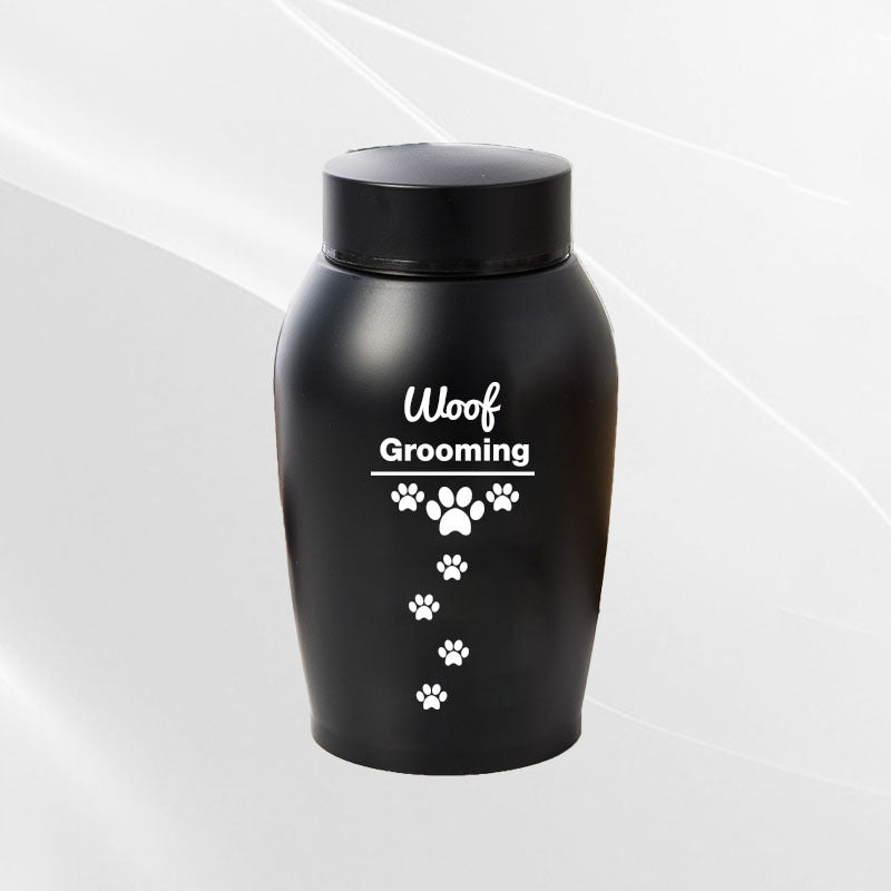 Stainless Steel Pet Memorial Urn: Black Portable & Moisture-Proof Ash Keepsake Designed for Small Pets