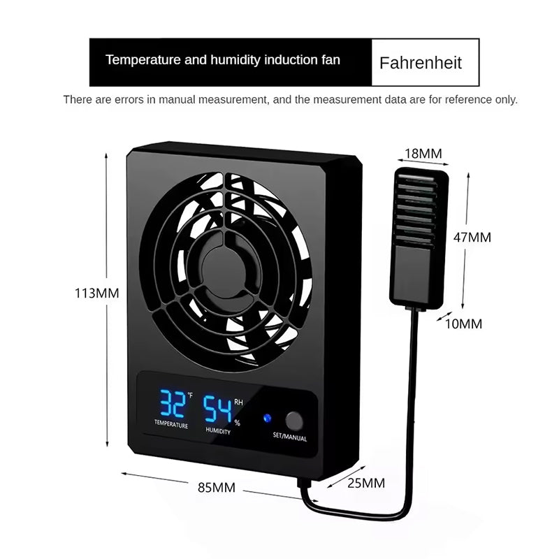 Smart Reptile Cooling Fan with Thermo-Hygrostat & LED Display, Low Noise for Terrarium/Aquarium