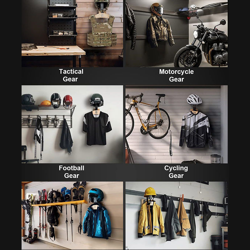 Wooden Motorcycle Helmet Wall Hanger - Stainless Steel Wall Mount for Storing Tactical Gear & Bike Accessories