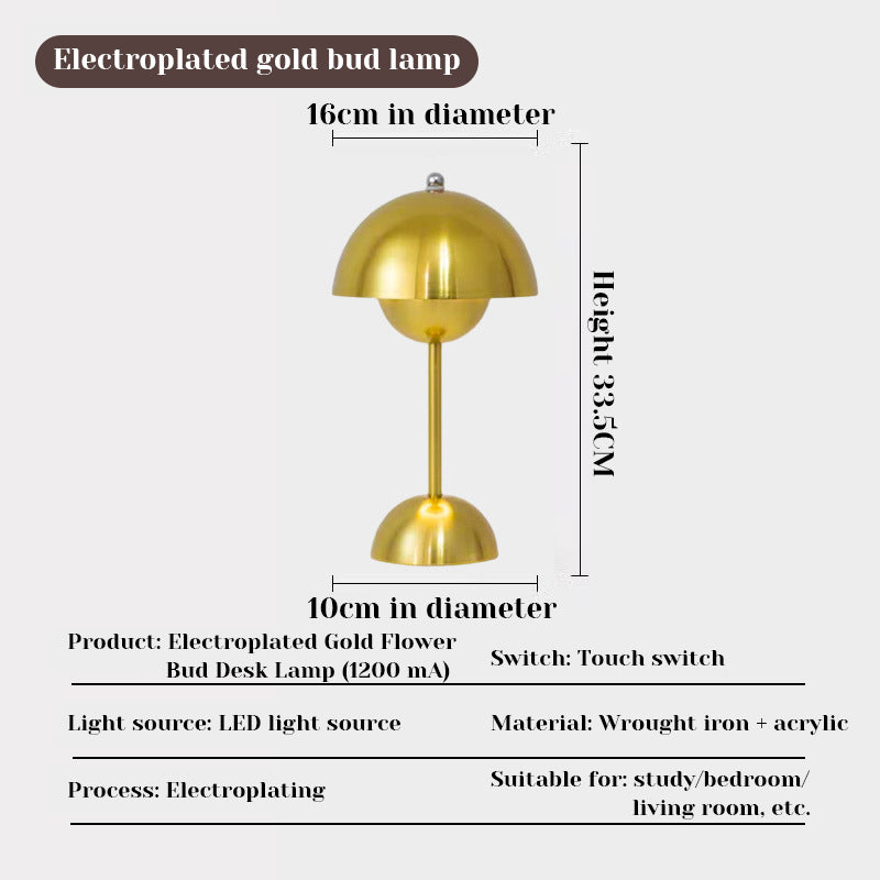 LED Mushroom & Flower Bud Desk Lamp with USB Charging, Touch Control, Kids Room Decor