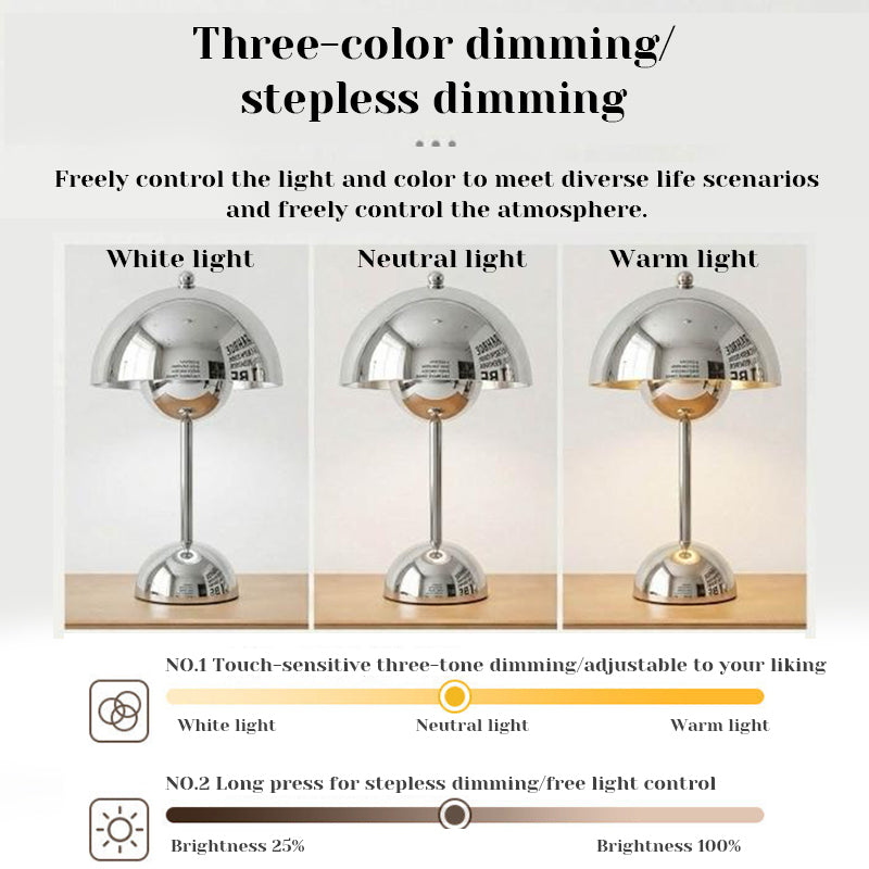 LED Mushroom & Flower Bud Desk Lamp with USB Charging, Touch Control, Kids Room Decor