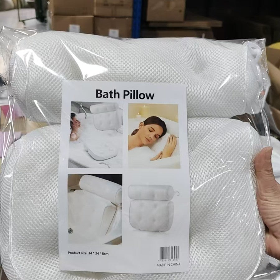 Bath Tub Pad Non-Slip Backrest Mesh Non-Slip Pad Bathroom Pillow SPA Massage Cushion 4D Suction Cup Fixed Backrest Pillow