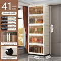 Folding Storage Cabinet with Wheels, 3/4 Tier Stackable Wardrobe Closet Organizer