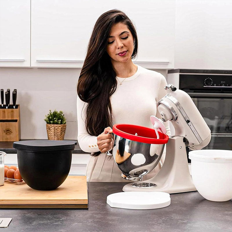 Reusable Mixer Container with Silicone Liner Lid, Compatible with KitchenAid 5-Quart Tilt-Head Stand Mixers, Baking Accessory