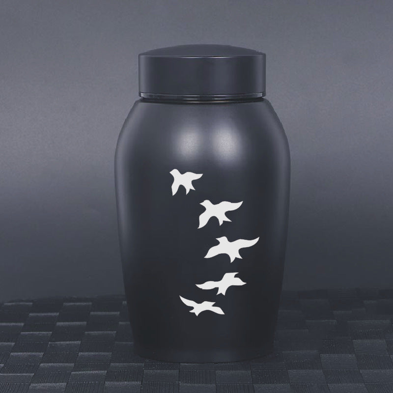 Stainless Steel Pet Memorial Urn: Black Portable & Moisture-Proof Ash Keepsake Designed for Small Pets