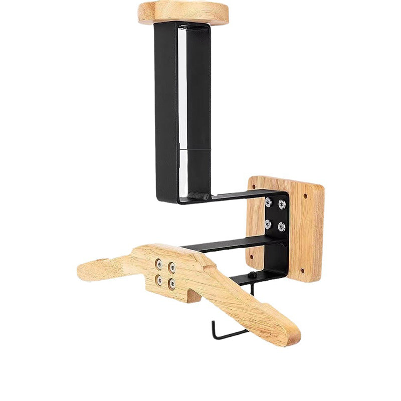 Wooden Motorcycle Helmet Wall Hanger - Stainless Steel Wall Mount for Storing Tactical Gear & Bike Accessories