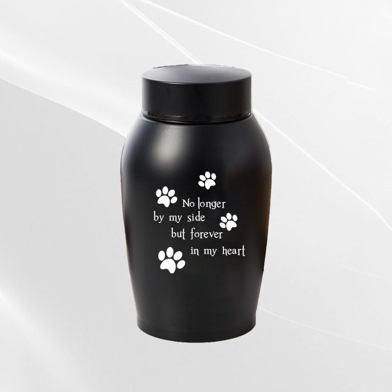 Stainless Steel Pet Memorial Urn: Black Portable & Moisture-Proof Ash Keepsake Designed for Small Pets